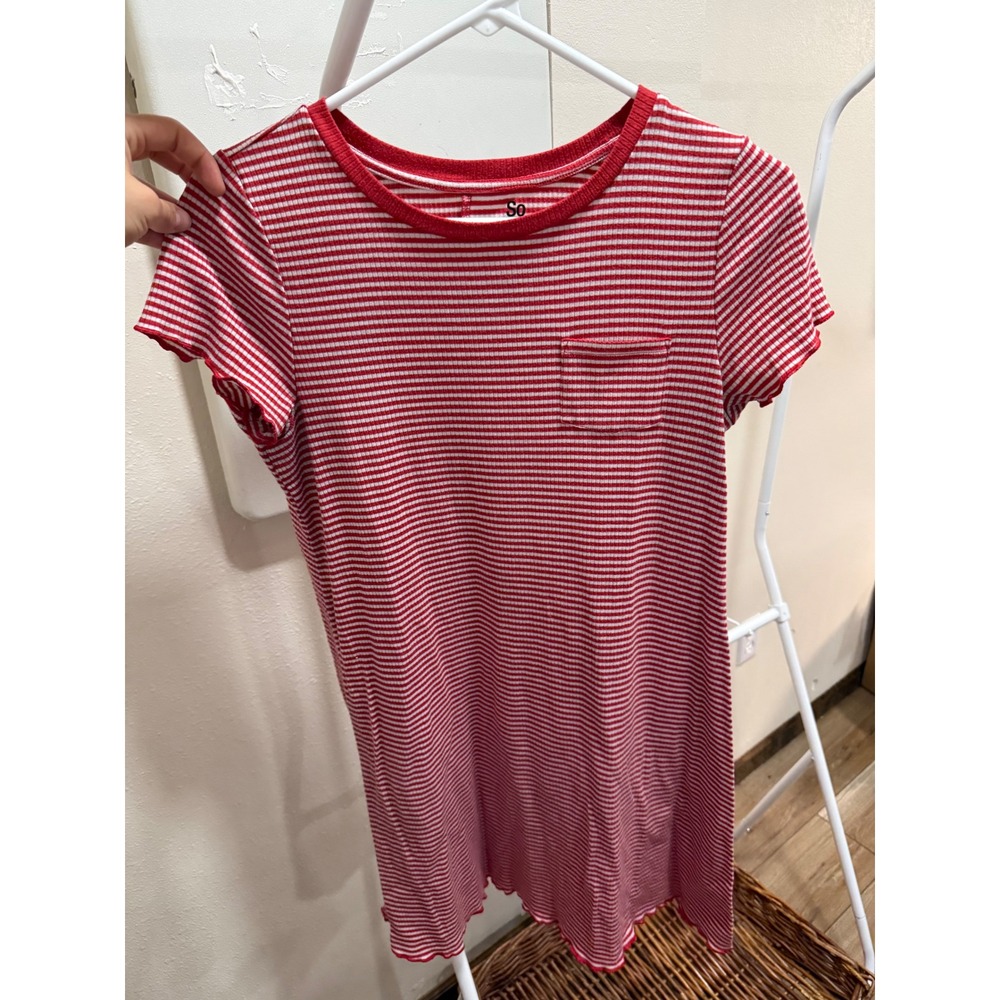 Basic Essentials Womens Red and White Stripe Tshirt‎ Dress Size Medium